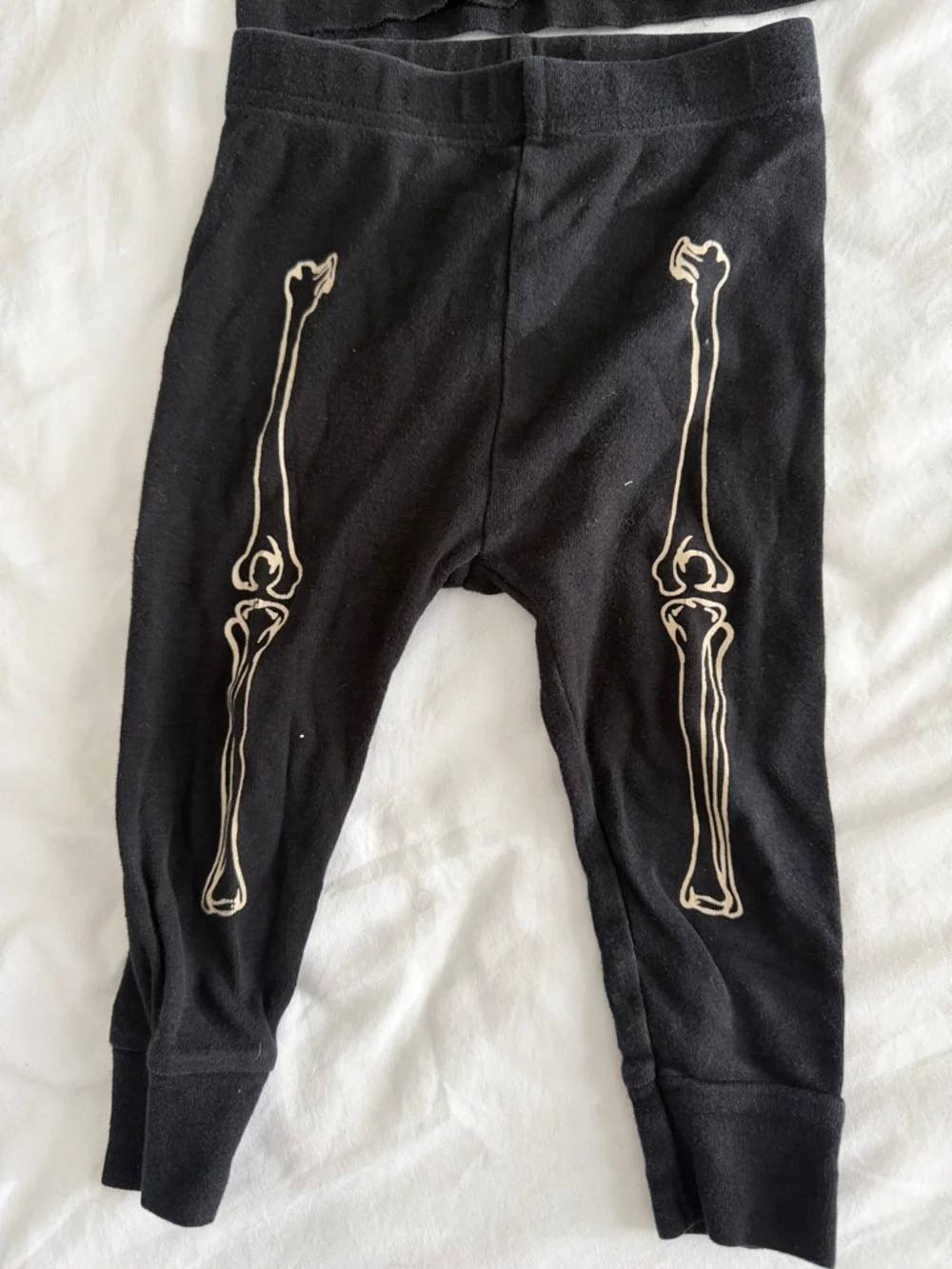Kids Black Skeleton Pajama Set - Glow Bone Print